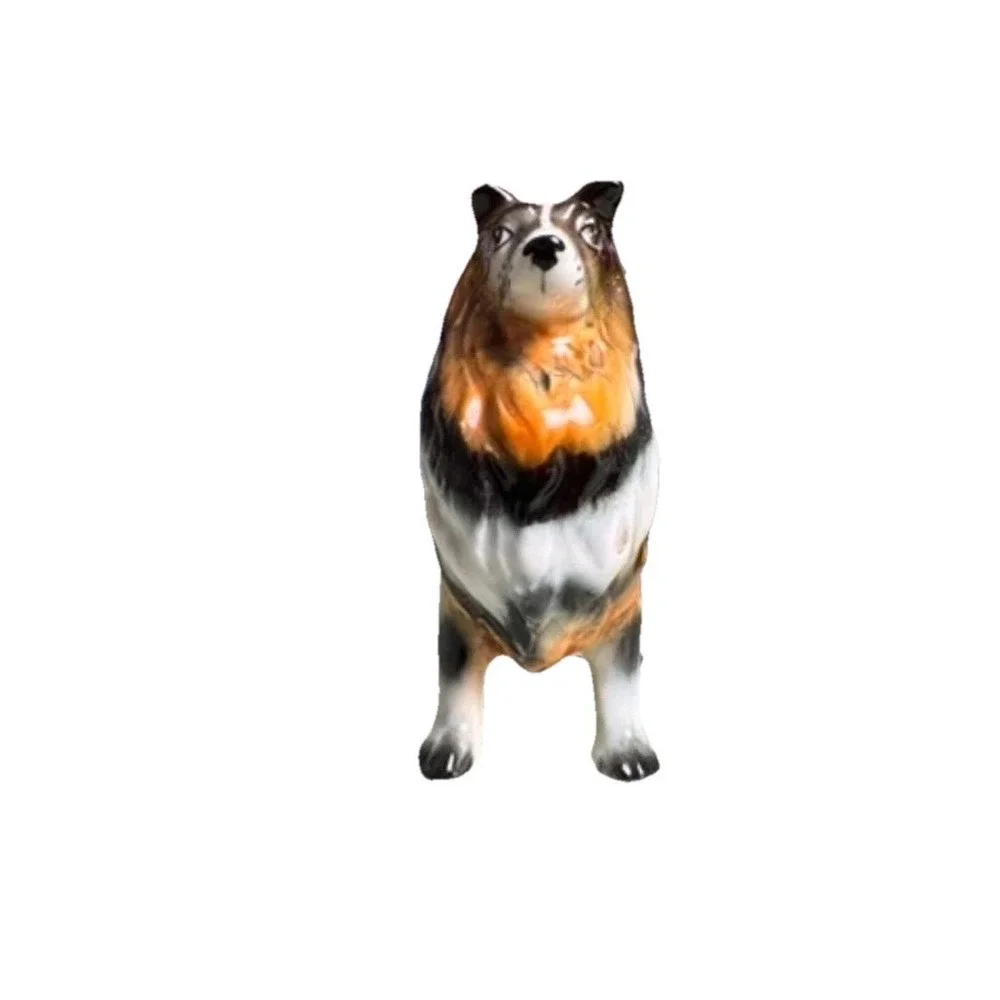 Licensed Tricolor Sheltie Sheepdog Glossy Standing Pride Pose Porcelain Figurine